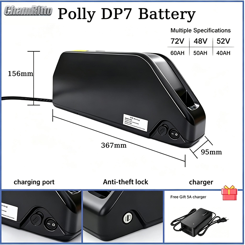 بطارية دراجة كهربائية Downtube - مراجعة 72V 50Ah 21700 Lithium Battery وسعره